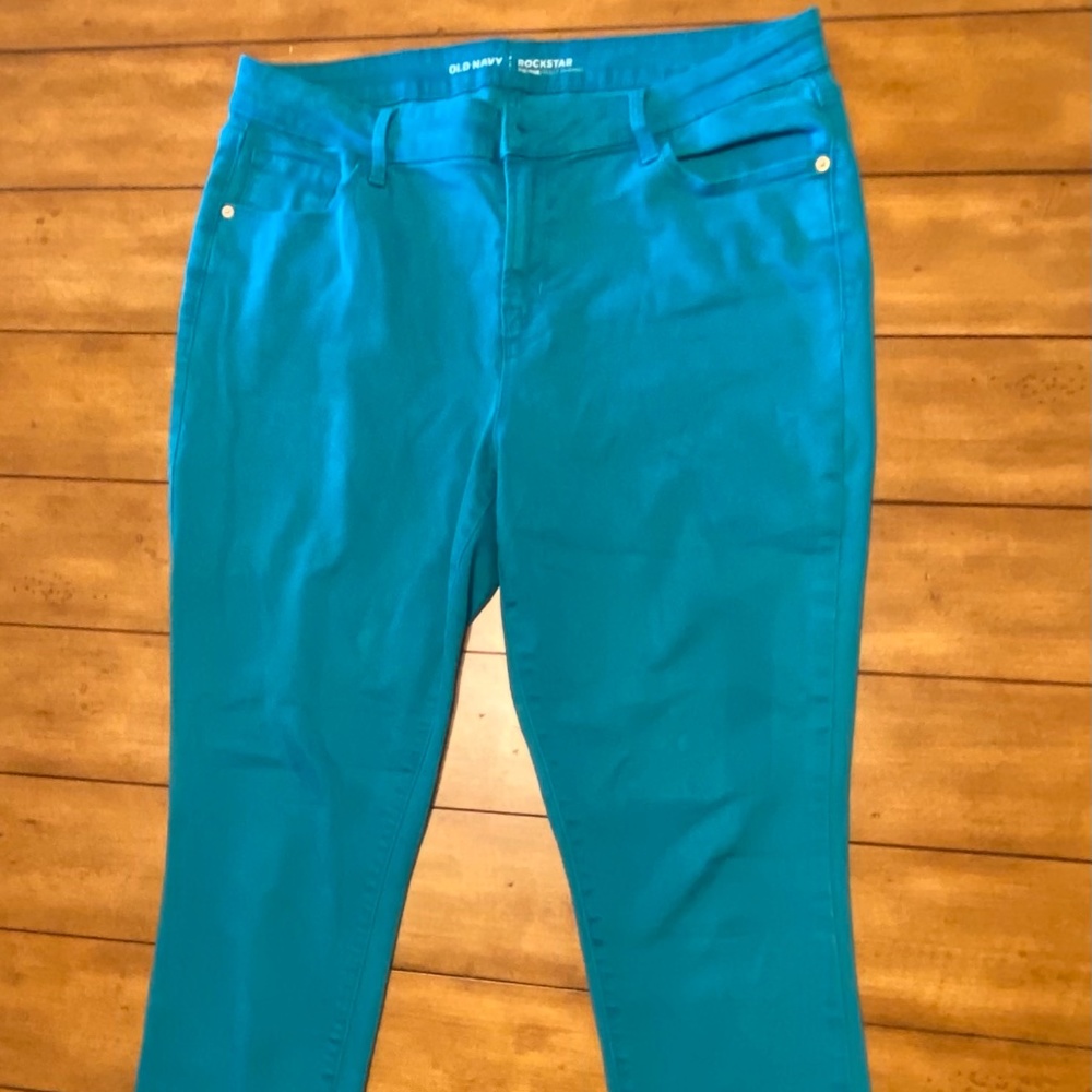 Old navy teal denim rockstar jeans size 14